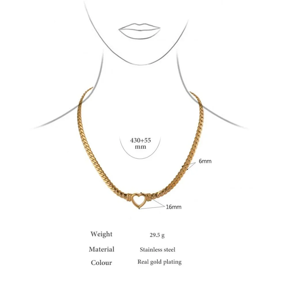 NEW 18K Gold Plated Chain Heart Necklace - Picture 3 of 4